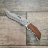 Coltello serramanico in legno lama con scuoio e blocco  (19,5cm)