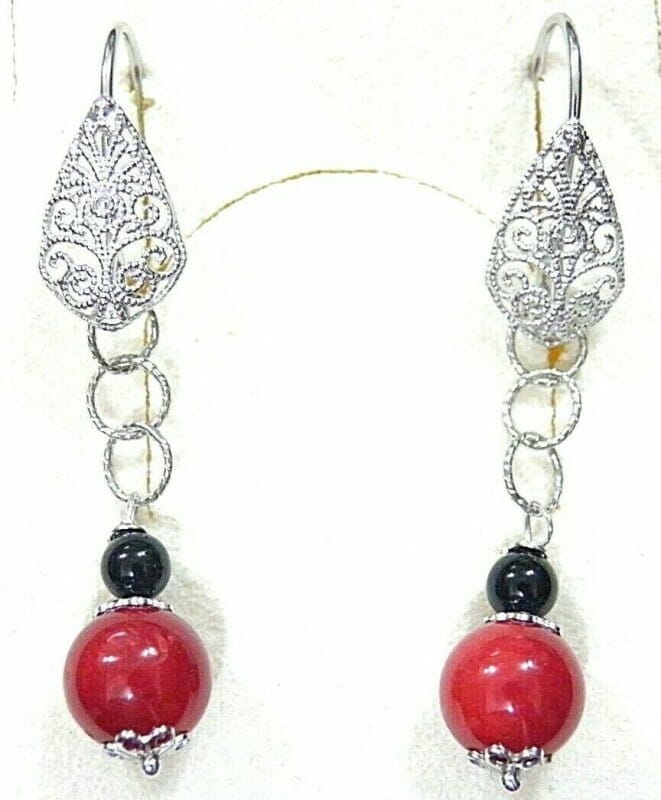 Orecchini Pendenti corallo Su Coccu Kokos Sabegia