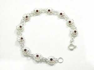 Bracciale In Filigrana Bottoni Sardi con granata