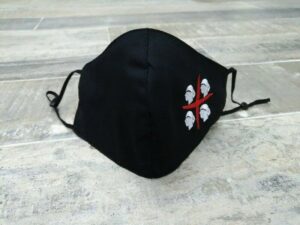 Mascherina Bandiera 4 mori unisex adulto RICAMATA