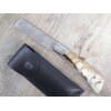 Coltello  Lametta Corno Di muflone Grezzo lama in damasco  (21cm)