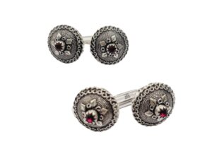 set 4 bottoni Bottoni Costume Sardo camicia in Argento da 1,5 cm