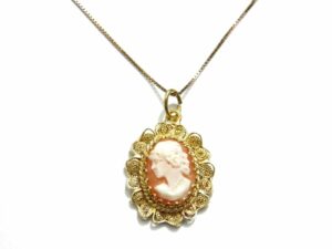 Sardinian Filigree cameo necklace medium with chain