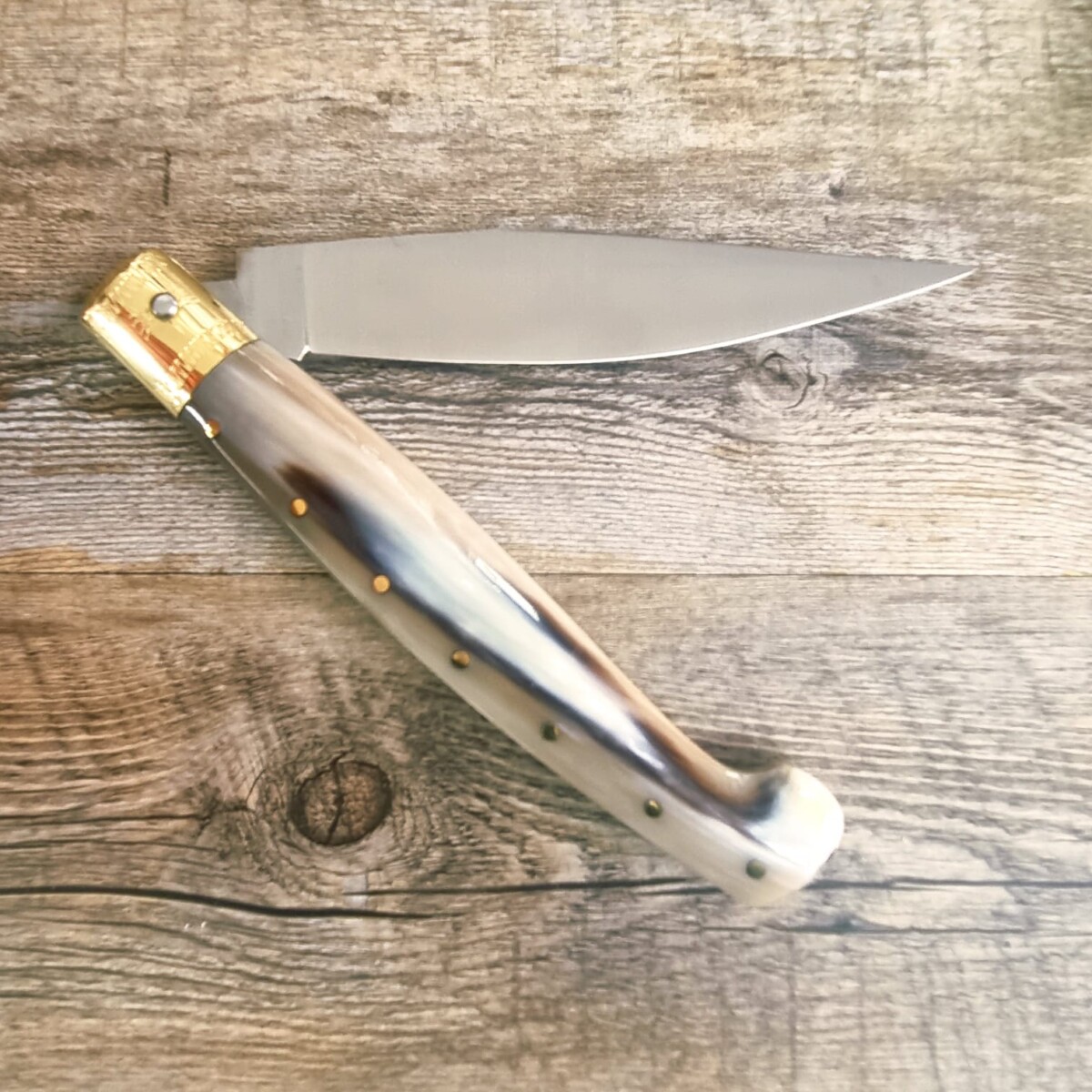 3+ Coltello Pattada Brotzu Manico In Corno Di Bue Lucido (33Cm) Lama Da 15 Cm - Lady M Sardegna
