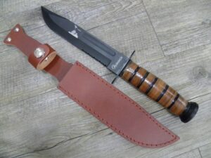 USMC Dagger Knife Combination Blade with LEATHER Sheath (30cm)