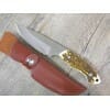 Coltello lama fissa con manico i finto cervo con Fodero in CUOIO (22cm)