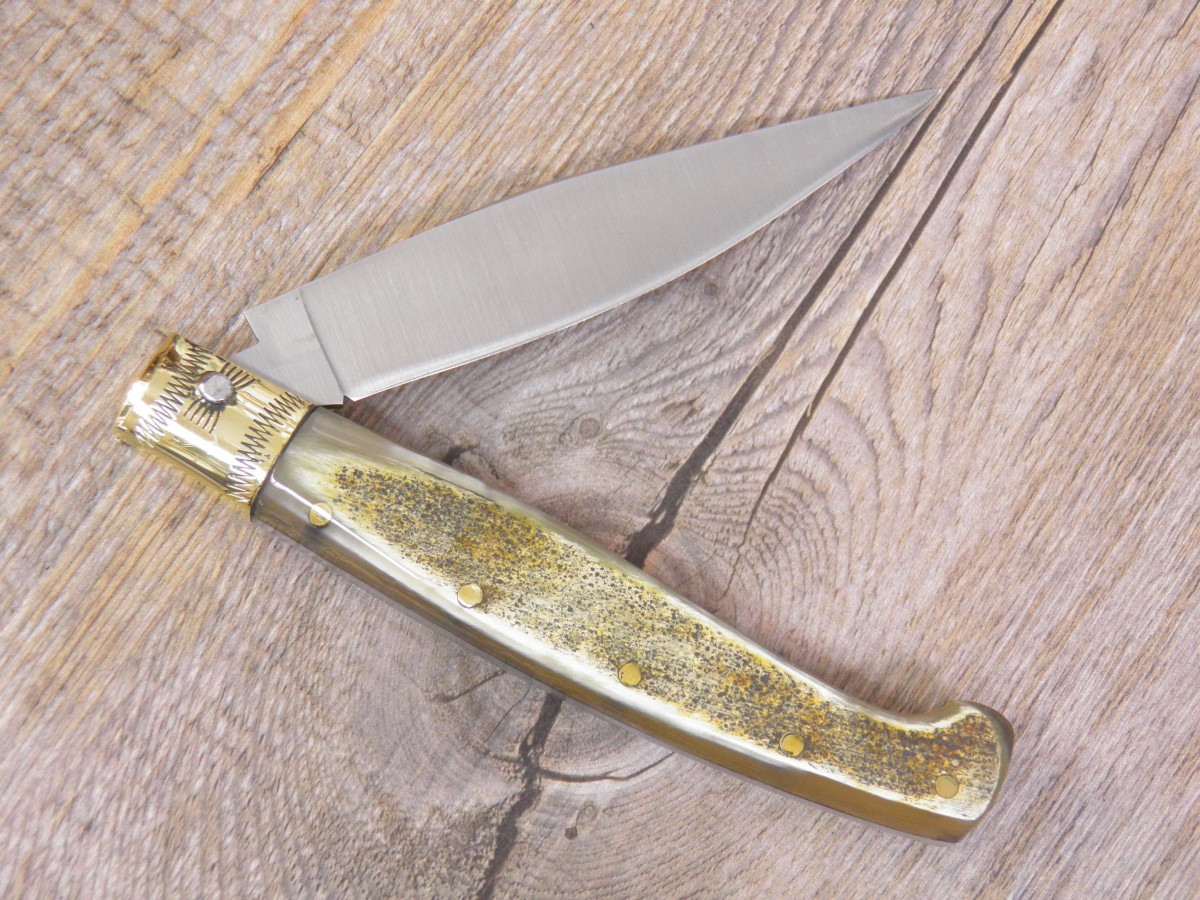 4 (2) Coltello Pattada Pintus Manico In Corno Di Bue Grezzo (22Cm) - Lady M Sardegna