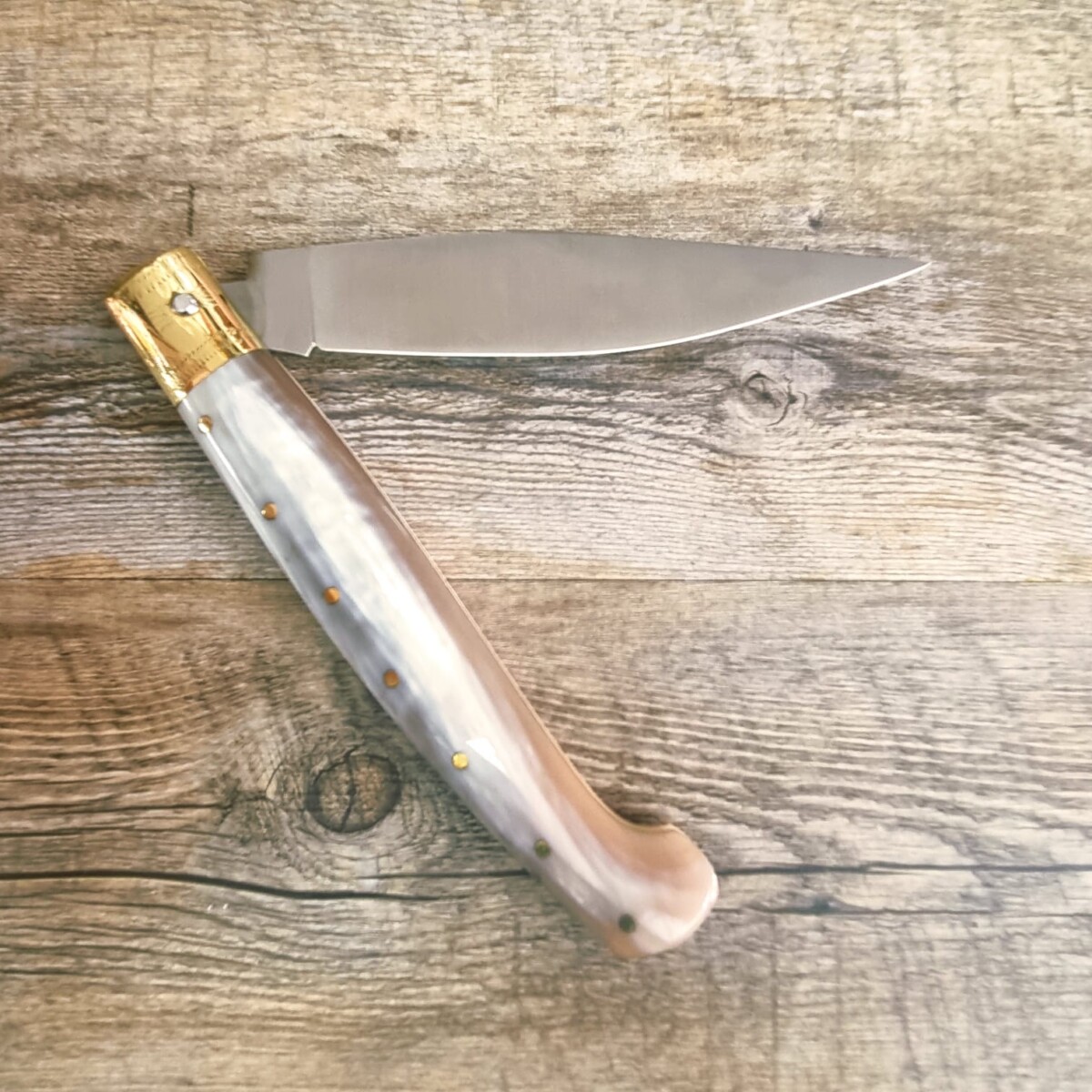 4+ Coltello Pattada Brotzu Manico In Corno Di Bue Lucido (33Cm) Lama 15Cm - Lady M Sardegna