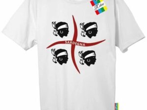 CAMISETA CERDEÑA 4 banderas MORI Bandera de Cerdeña BLANCA niño