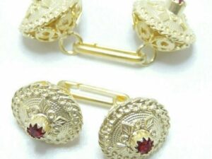 Coppia di Bottoni diametro 2 cm per Costume Sardo Argento con granato 2 colori