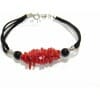 Bracciale cordino in Corallo su coccu argento 925%°°