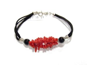 Bracciale cordino in Corallo su coccu argento 925%°°