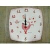 Ceramica Sarda Pavoncella Rosso Orologio Da Parete Quadrato in 3 dimensioni