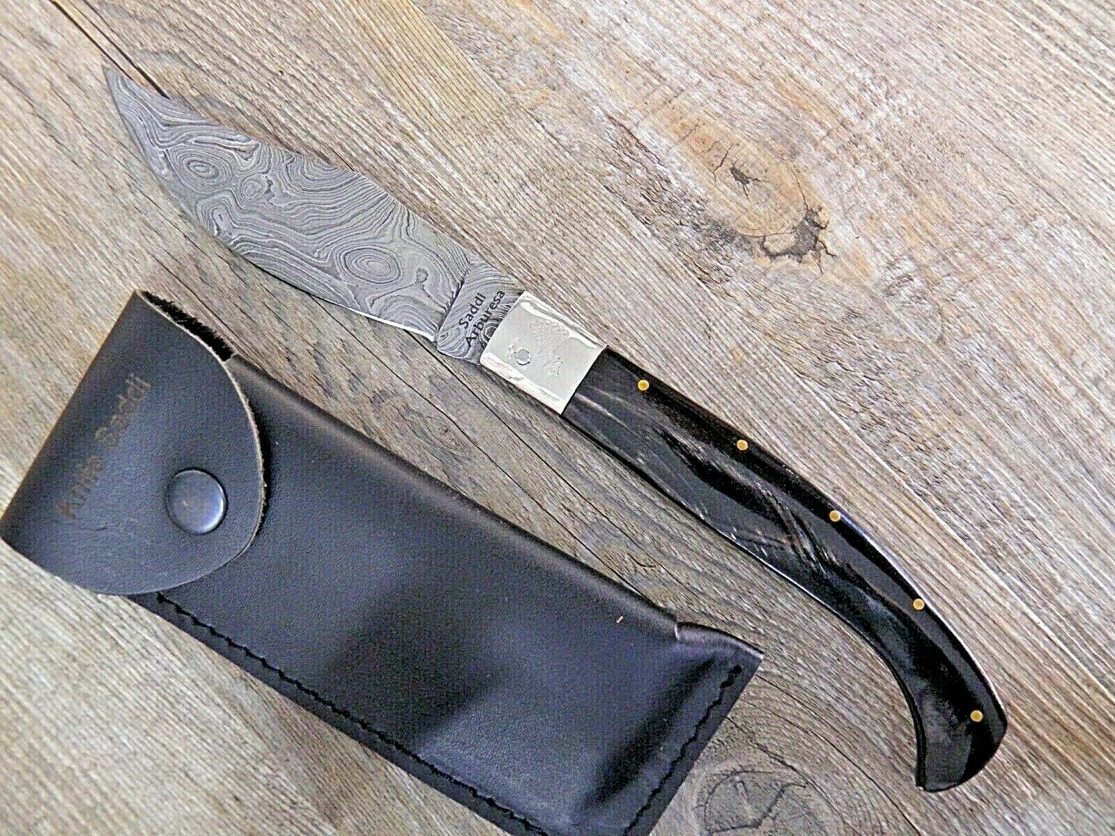 Coltello Arburesa in corno di bufalo lama damasco  (27cm)