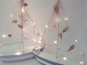 Sailboat Wooden Decoration with LED Lights