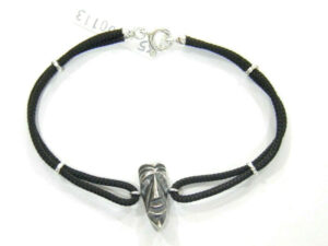 Bracciale Cordino Maschera MAMUTHONES lunga brunita Argento