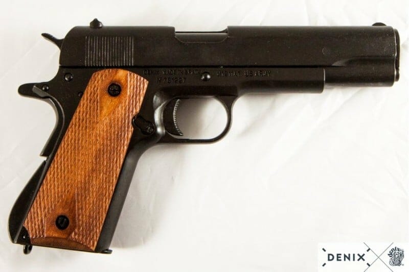 Automatic Pistol .45 M1911A1 Wood Stock Denix - Lady M Sardinia Automatic Pistol .45 M1911A1 Wood Stock Denix - Lady M Sardinia