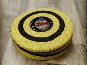 Cesto Portapane Carasau sardo rafia con Broccato costume sardo Grande Colori assortiti