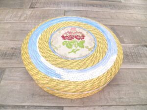 Cesto Porta tutto Canestro sardo rafia con Broccato costume sardo 33x10 cm Colori assortiti