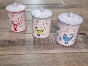 Sardinian Ceramic Baratolo with stopper Pavoncella sugar bowl Salt shaker (13.5 cm) in 3 colours