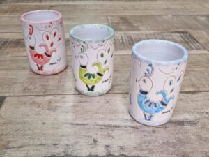 Ceramica Sarda Pavoncella Copa de vino Portacepillos de dientes Portabolígrafos