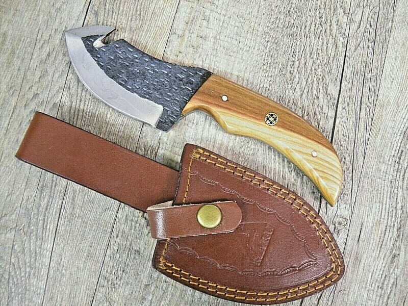 Cuchillo Artesano Mango de Madera de Olivo Funda de Cuero (21,5Cm) - Dama M Cerdeña Coltello Artigianale Manico Legno Ulivo Fodero In Cuoio (21,5Cm)