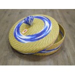 Cesto Portapane Medio Carasau Sardo Rafia Intrecciata Blu Bianco