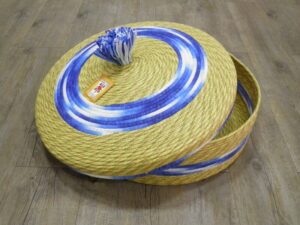Cesto Portapane medio Carasau sardo rafia intrecciata Blu Bianco