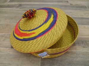 Cesto Medio Portapane Carasau sardo rafia intrecciata Multicolor