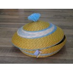 Cesto Portapane Carasau Sardo Rafia Intrecciata Azzurro Grande