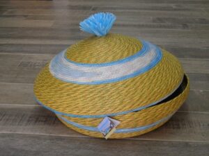 Cesto Portapane Carasau sardo rafia intrecciata Azzurro Grande