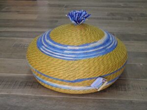 Cesto Portapane Carasau sardo rafia intrecciata blu Grande