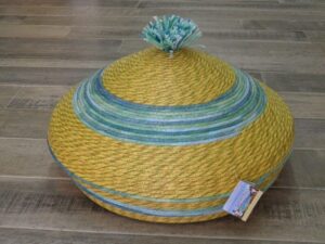 Cesto Portapane Carasau sardo rafia intrecciata verde Grande