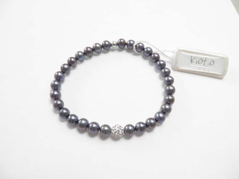 Kioto Elastico pearl bracelet with swarovski