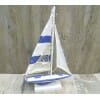 WOODEN BOAT BOAT WITH SHELL ROPES WITH LED LIGHTS 32.5 X 5.5 X H.57CM