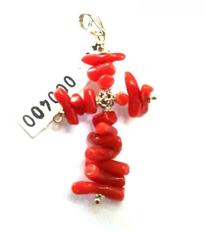 Ciondolo Croce In corallo Argento 925%°