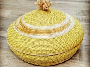 Cesto Portapane Carasau sardo rafia intrecciata Grande