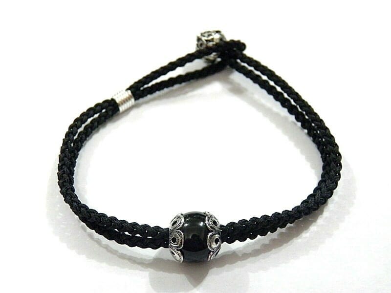 Generico Bracciale Unisex In Acciaio Con Onice E Filigrana Sarda: Gioiello Portafortuna Su Coccu, Regalo Artigianale