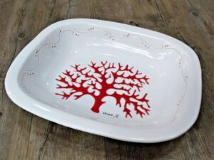Sardinian Ceramic Coral Spaghetti Bowl (41x34 cm)