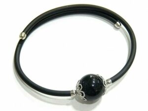 Bracciale Caucciù Regolabile Argento Su Coccu Kokos Sabegia