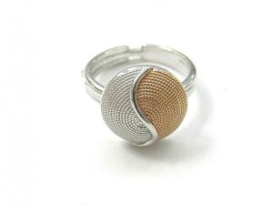 ANELLO Fede Sarda Bottone Bicolore Filigrana argento