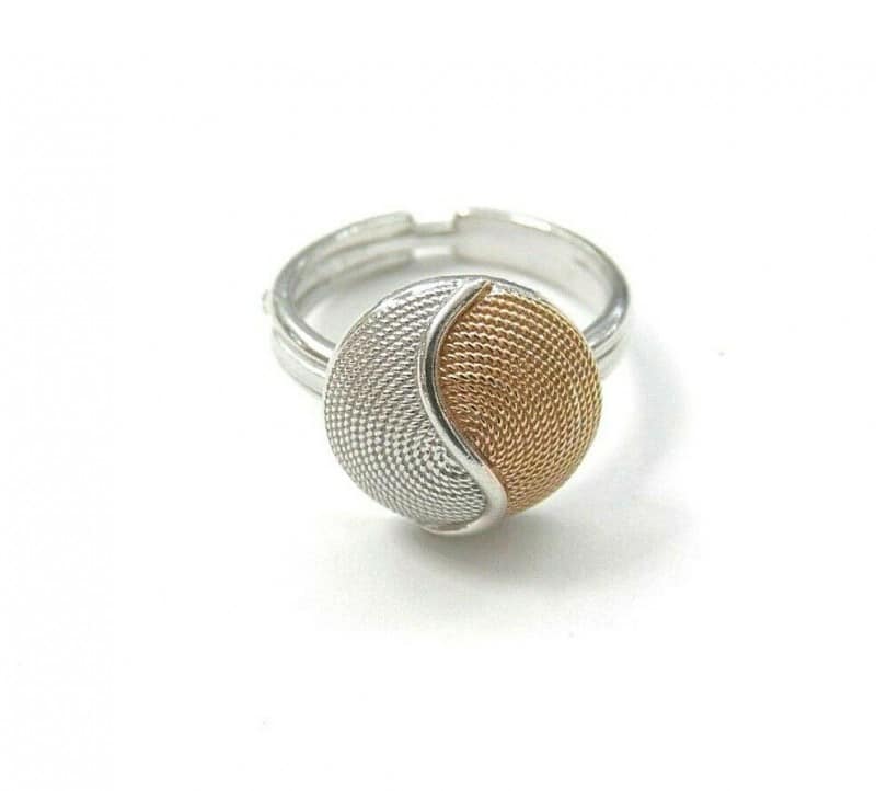 Sarda RING Two-coloured filigree silver button