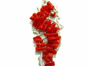 Collana Ciondolo cavalluccio marino In Corallo e argento 925%°°