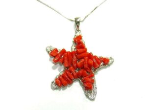 Collana Ciondolo Stella Marina In Corallo e argento 925%°°