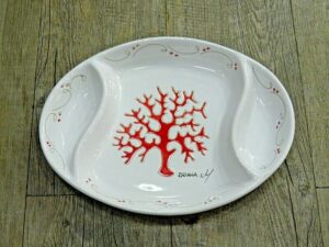 Antipastiera ovale 3 sevizzi Corallo (27 X 20 cm)
