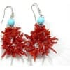 Pendientes colgantes de coral y turquesa
