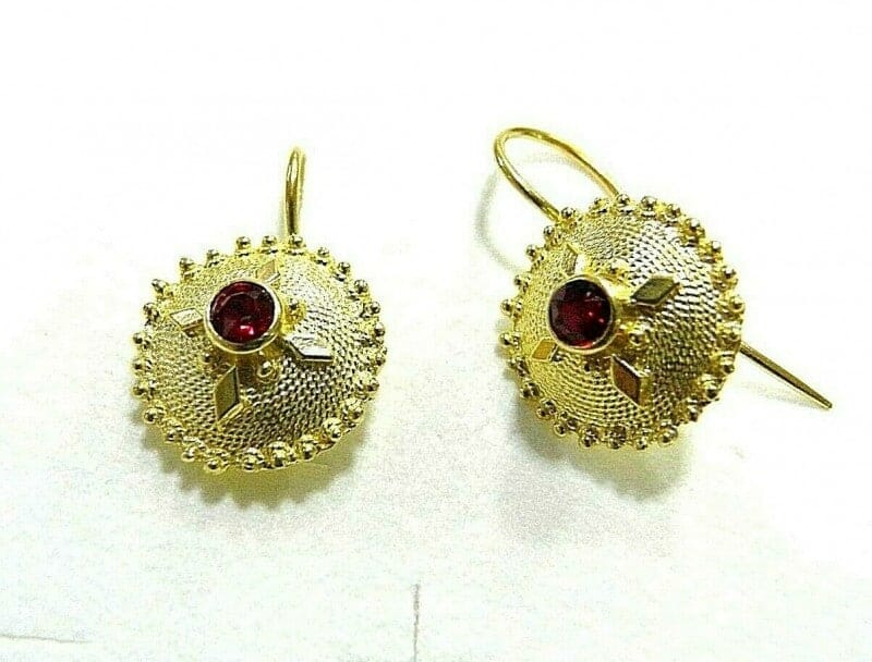 Pendientes Piedra Granate Grande 1,6 cm