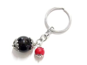 Su Coccu steel and coral lucky charm keyring
