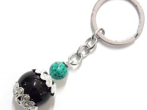 Su Coccu turquoise lucky charm steel keyring