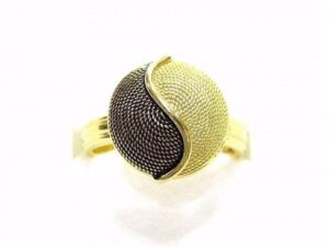 ANELLO Fede Sarda Bottone Bicolore Filigrana argento